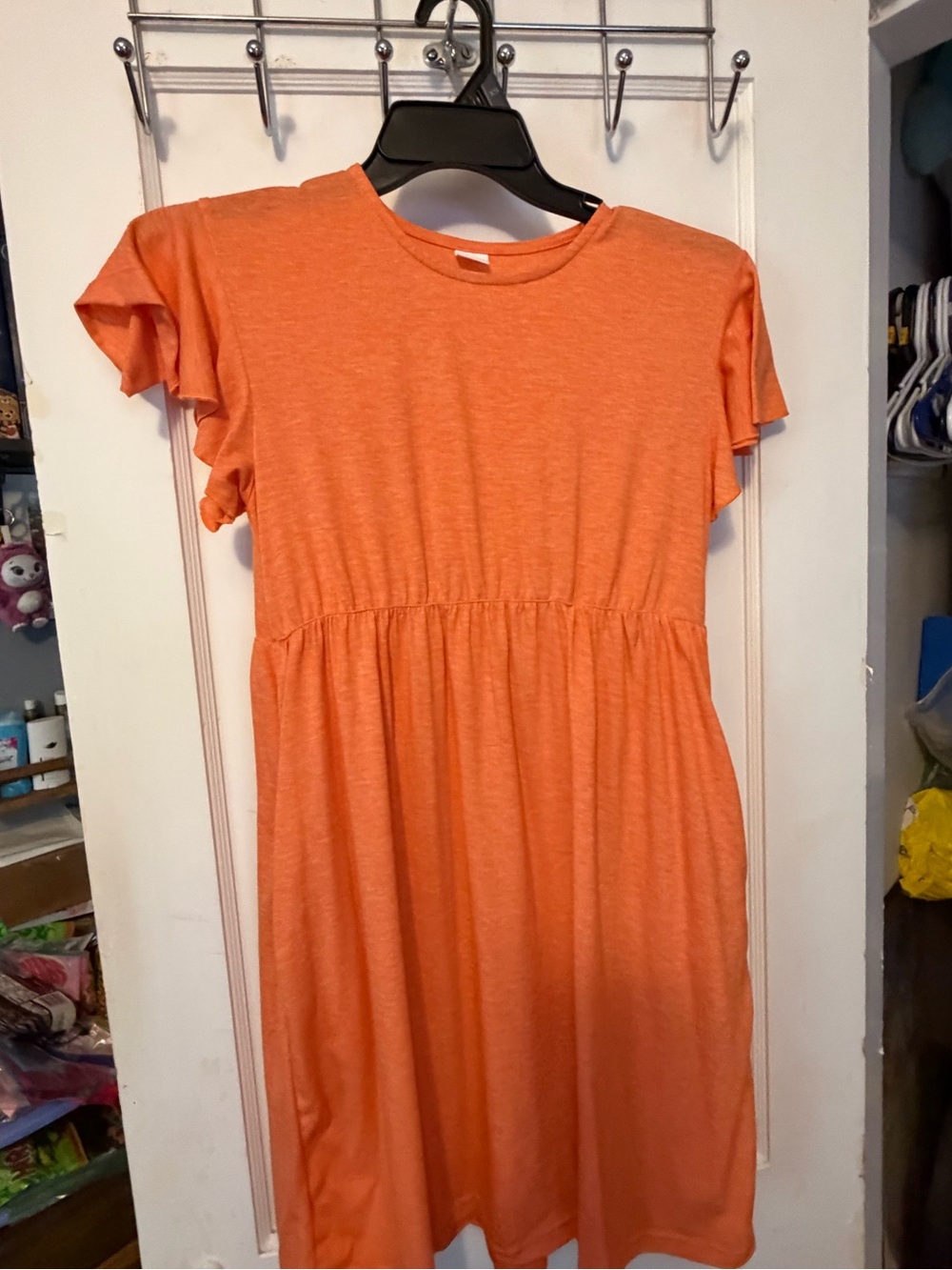 Girls' Orange Short-Sleeve Knit Dress